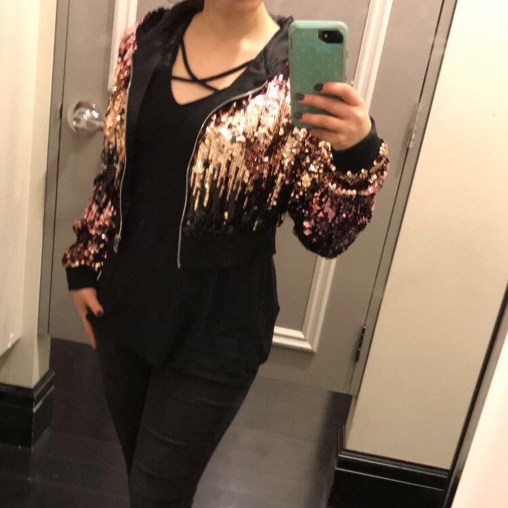 Sequin zip up jacket
